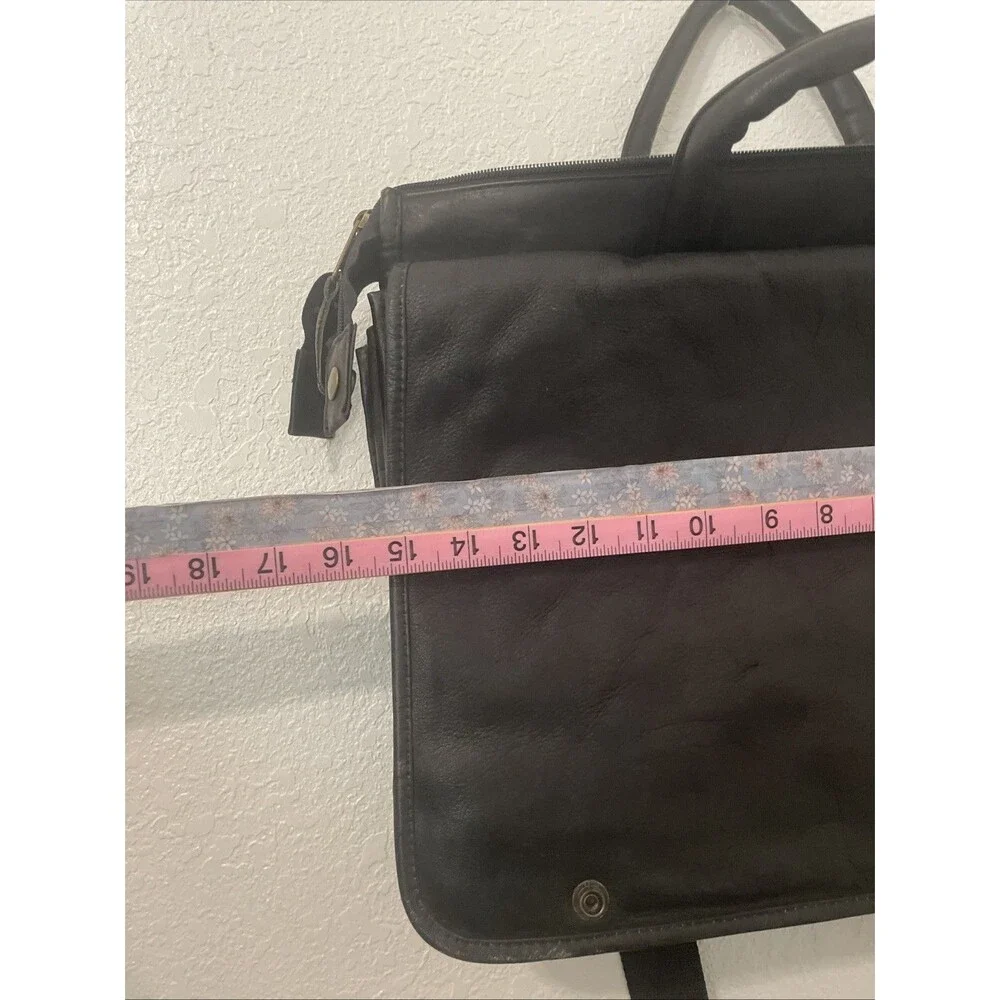 Clava American USA Black Leather Laptop Bag Career Men Bag Preppy Tote